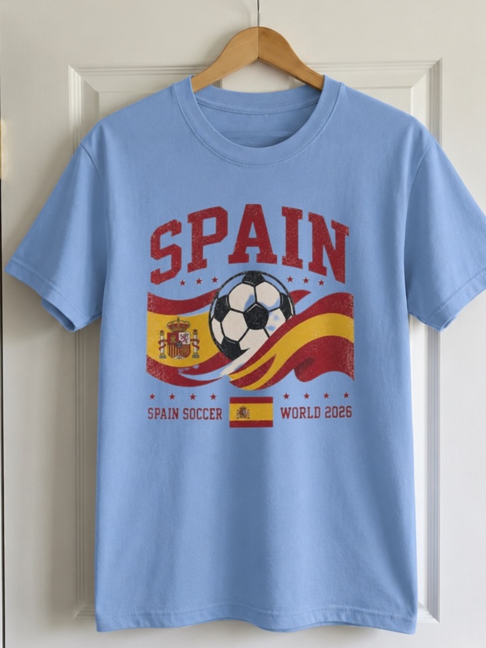 Vintage Spain Soccer World Graphic T -Shirt Size L Blue